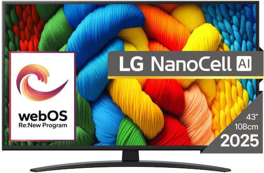 LG Smart Τηλεόραση 43" 4K UHD LED NanoCell AI NANO81 HDR (2025) 43NANO81A3A