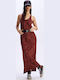 Magnolia Sommer Maxi Damenkleid Rot Ocker