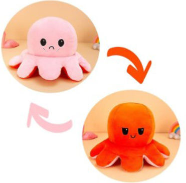 Plush Octopus Changes Mood 12cm Orange Pink