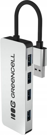 Green Cell Hub 4 Θυρών με σύνδεση USB-A Ασημί