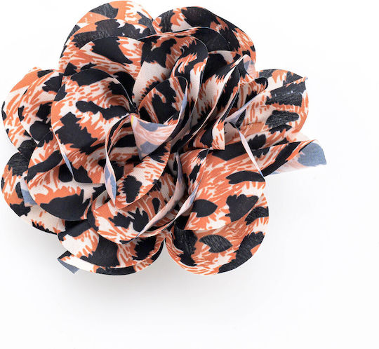 Fabric Hair Flowers Leopard Pattern Orange