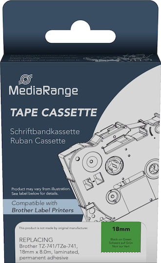 MediaRange Label Maker Tape in Black Colour Compatible with Brother TZe/TZ Dymo Rhino/IND