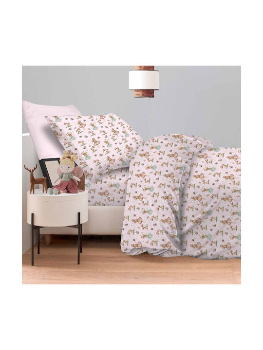 Astron Italy Kids Sheets Single Cotton Fairy Girl Pink 170x260cm 3 Pieces