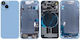 Apple iPhone 14 Пълен Корпус Всички Части Вибрация NFC Конектор за Зареждане Захранване Звук Светкавица Лентов Кабел Слот за SIM Син Клас A