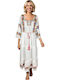Summer Maxi Dress White Green