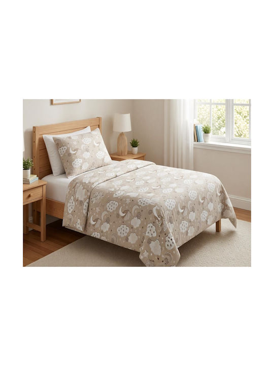 MayHome Sheet Set Semi-double from Cotton & Polyester Beige 180x240cm