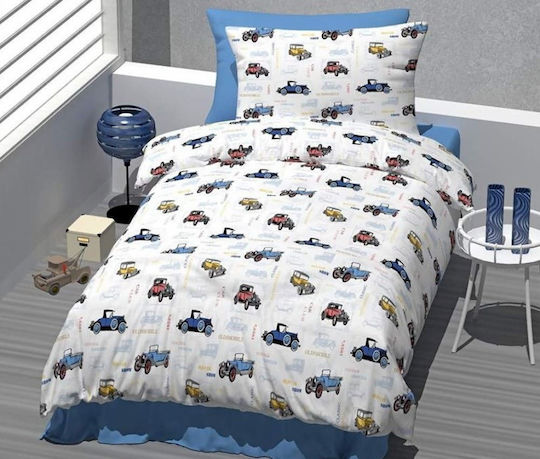MayHome Sheet Set Semi-double from Cotton & Polyester Light Blue 180x240cm