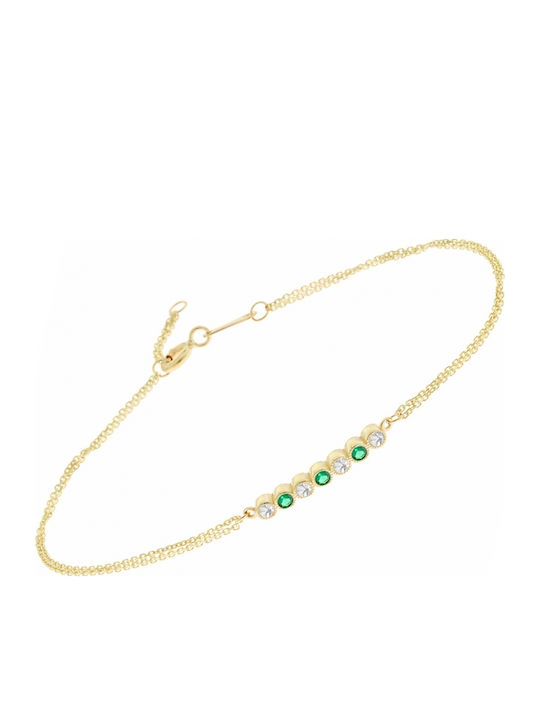 Art d or Women's Bracelet Chain made of Gold 9K with Zircon