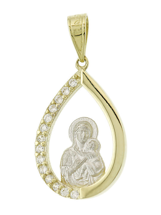 Senzio Belibasakis Virgin Mary Talisman from White Gold 9K with Zircon