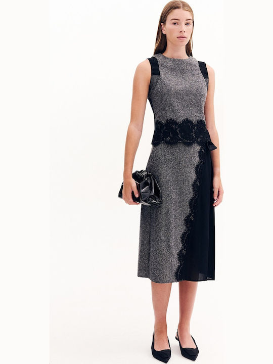Set with Satin Skirt Gray