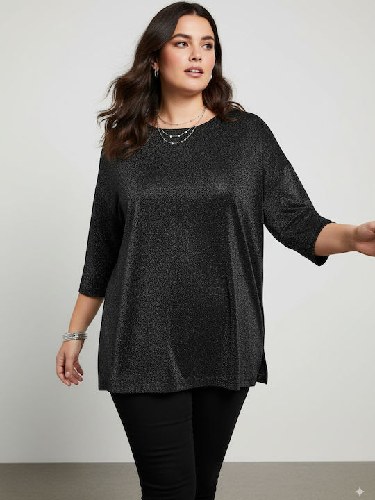 Damen Bluse Langärmelig Silver