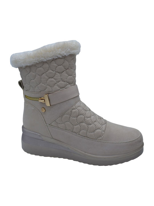 Women's Ankle Boots with Medium Heel Beige