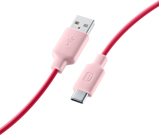 Cellular Line Regular USB 2.0 Cablu USB-C bărbătesc - USB-A Roz 1m