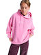 Long Women's Sweatshirt Hooded Pink
