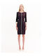 Midi Shirt Dress with 3/4 Sleeve Brown
