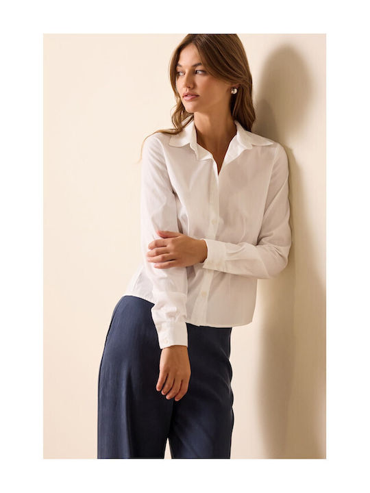 Enzzo Magie Langärmelig Damen Hemd White