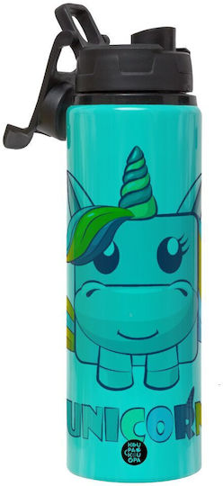 Koupakoupa Metallic Kids Water Bottle Unicorn Aluminium with Screw Cap Non Spill 850ml
