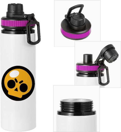 Koupakoupa Brawl Stars Skull Kids Water Bottle Made of Aluminium with Screw-on Cap Non Spill Multicolour 850ml