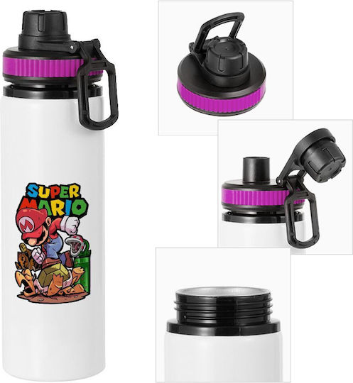 Koupakoupa Super Mario Jump Kids Water Bottle made of Aluminium Super Mario with Screw-on Non Spill Cap Multicolour 850ml