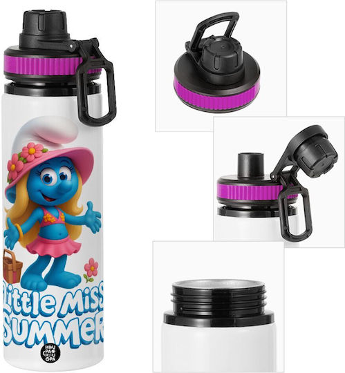 Koupakoupa The Smurfs Kids Water Bottle Made of Aluminium Smurfs with Screw-on Cap Non Spill Multicolour 850ml