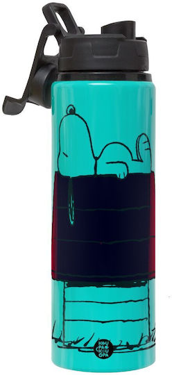 Koupakoupa Das Haus von Snoopy Kinderflasche Aluminium mit Schraubverschluss Auslaufsicher Türkis 850ml