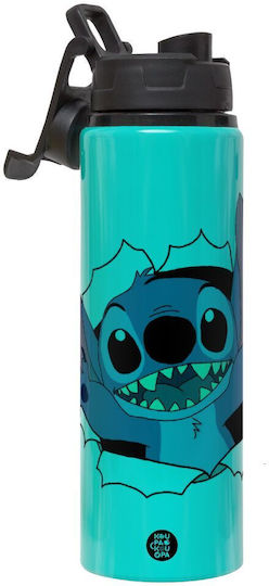 Koupakoupa Hello Set Sticle Pentru Copii Din Aluminiu Lilo & Stitch Cu Capac Cu Filet Antivărsare Turcoaz 850ml