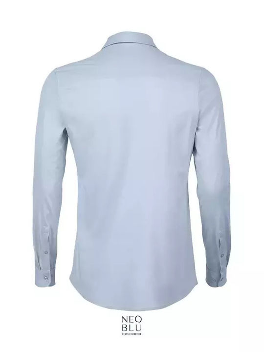 Cu mânecă lungă Bumbac Cămașă Soft Blue
