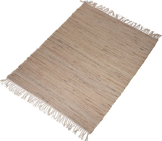 Zaros Teppich Rechteckig Baumwolle mit Fransen Beige