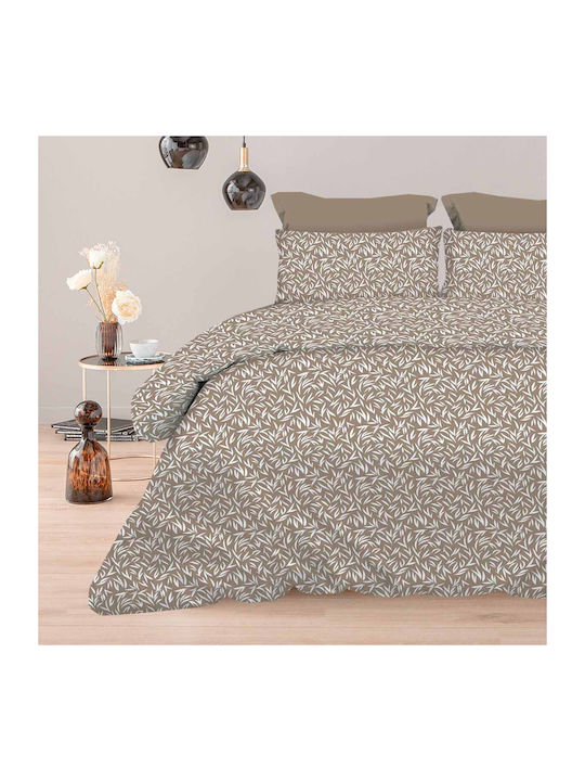 Astron Italy Bettbezug-Set Baumwolle Übergröße mit 2 Kissenbezügen 230x250 Emelia Beige