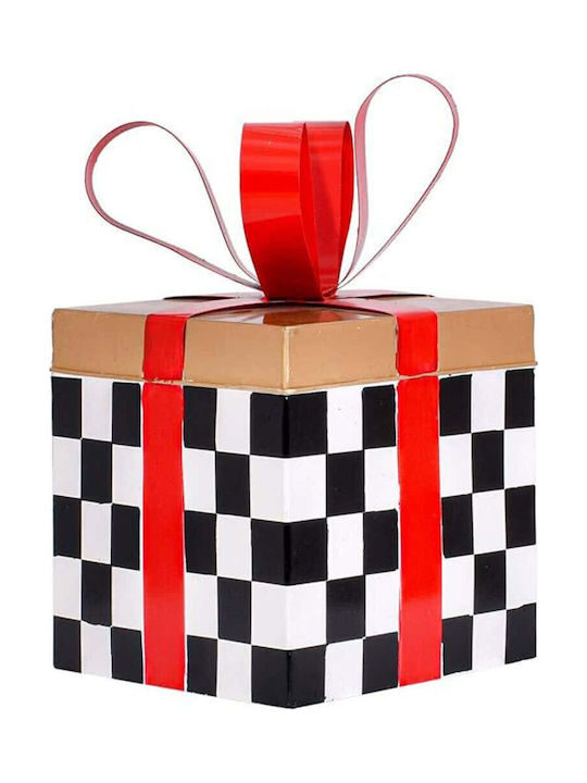 Fylliana Christmas Metal Decorative Gift Box Fylliana Fl038 Gold-Black-White-Red 20x20x26cm
