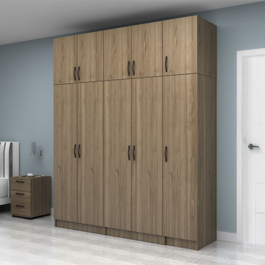 Vivian Πεντάφυλλη Ντουλάπα με Πατάρι 200x51.8x240cm Καρυδί Vivian Πεντάφυλλη Ντουλάπα με Πατάρι 200x51.8x240cm Καρυδί