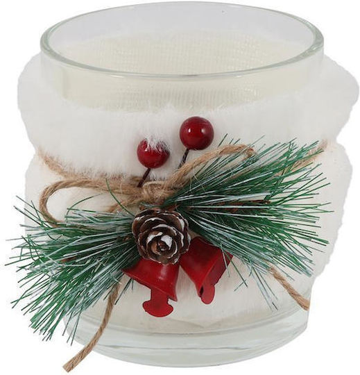 Atmosphera Коледен Стъклен Свещник Бял Xmas 8x7.3см