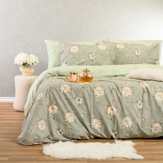 Melinen Сет Чаршафи с Ластик 100x200+32см. Gianna Grey/aqua 3бр