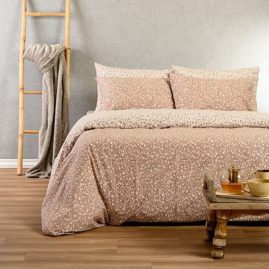 Melinen Sheet Sets Double 205x270cm. Leo Mocca 4pcs
