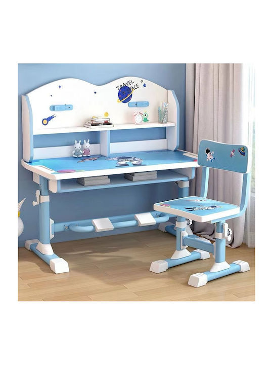 Kids Desk with Library made of Melamine Blue 75x50x67cm
