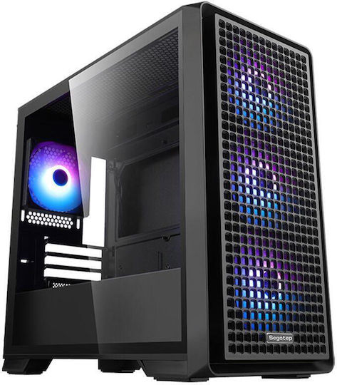 Segotep Gaming Mini-Turm Computergehäuse mit Seitenfenster und ARGB-Beleuchtung Schwarz