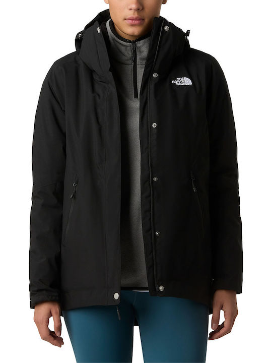 Inlux Insulated Women's Sports Jacket for Winter with Hood Tnf Black
