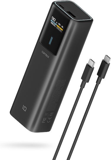 Cuktech 1C1A Външна Батерия 10000mAh 150W с USB-A Порт и USB-C Порт Power Delivery / Quick Charge / PPS Черна