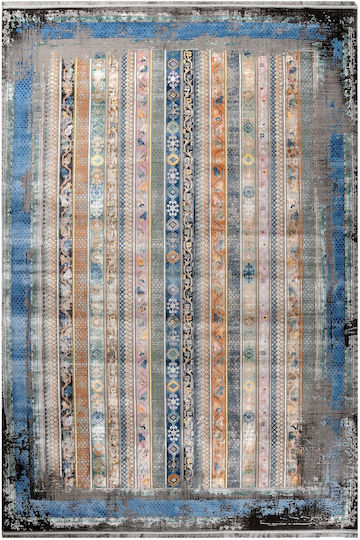 Tzikas Carpets 31637-110 Teppich Rechteckig Synthetisch,Polyester/Cotton/Leather mit Fransen Quares
