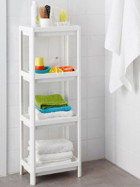 Viosarp Floor Bathroom Shelf Plastic with 4 Shelves 36x23x100cm White