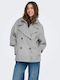 Wool Women's Gray Peacoat with Buttons