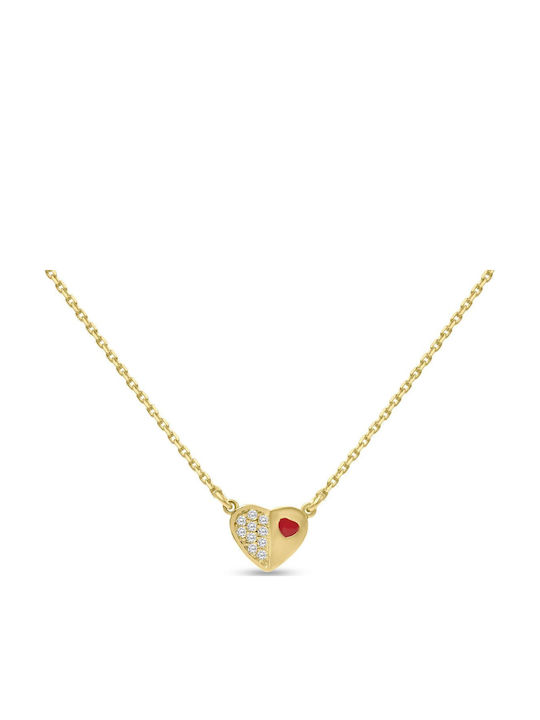 Kids Necklace Heart Gold Plated Silver 925 Zircon APK0062