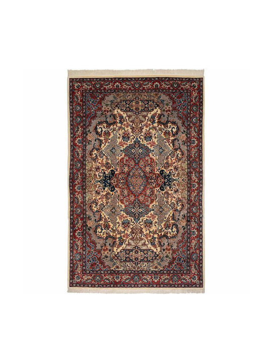 Viokarpet Isfahan Handmade Rug Rectangular with Fringes Red