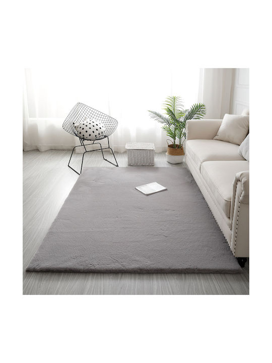 Beauty Home Art 9643 Anti-slip Rug Rectangular Shaggy Furry Gray