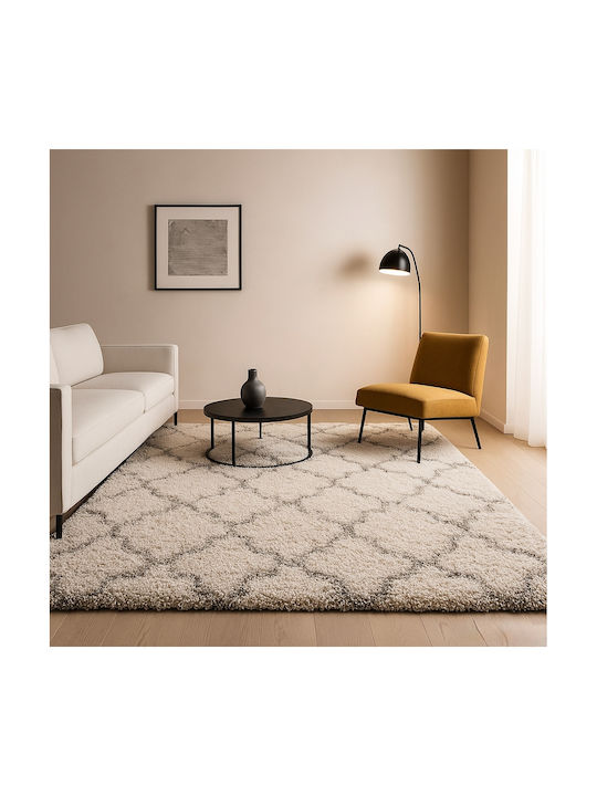 Saray Home Moroccan Teppich Rechteckig Zottelig Synthetisch,Polyester/Cotton/Leather Beige / Grey