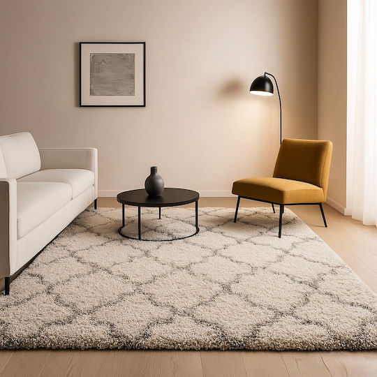 Saray Home Moroccan Χαλί Ορθογώνιο Shaggy Μπεζ / Γκρι 200x300cm