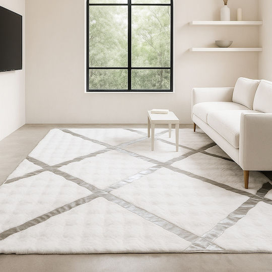 Saray Home Luxurius Килим Правоъгълена Furry Бял