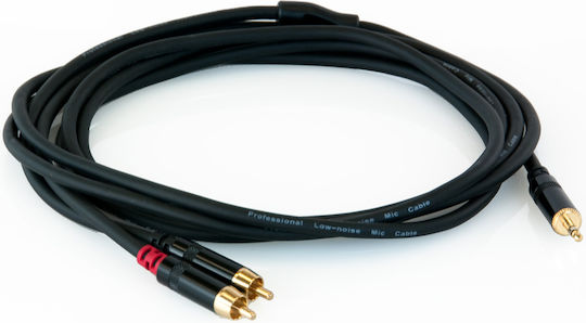 Master Audio Καλώδιο Ήχου 3.5mm male - 2x RCA male Μαύρο 3m MAS00031
