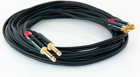 Master Audio Καλώδιο Ήχου 3.5mm male - 2x RCA male Μαύρο 5m MAS00037