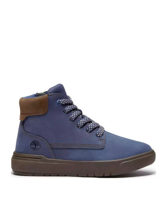 Seneca Bay Mid Anatomical Leather Kids Boots with Laces Blue